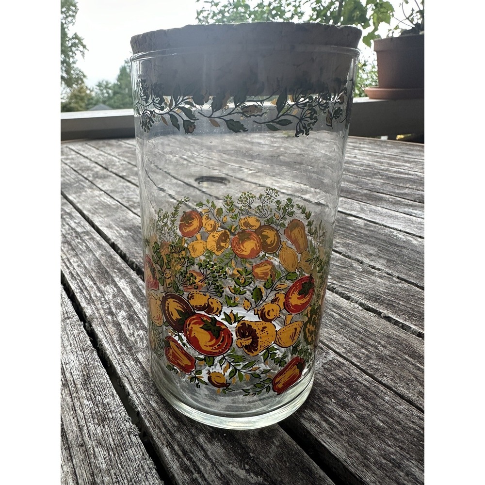 Vintage Libbey Glass SPICE OF LIFE Clear Canister Jar Corked Stopper Corning